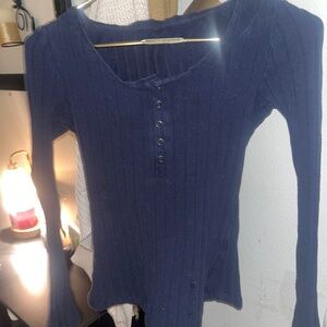 Blue y2k striped ling sleeve